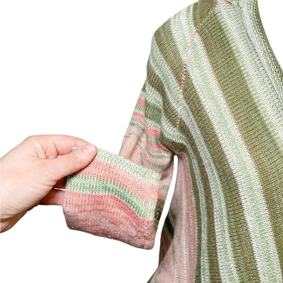 Striped Green and Pink Women's Sweater - Picture 5 of 13